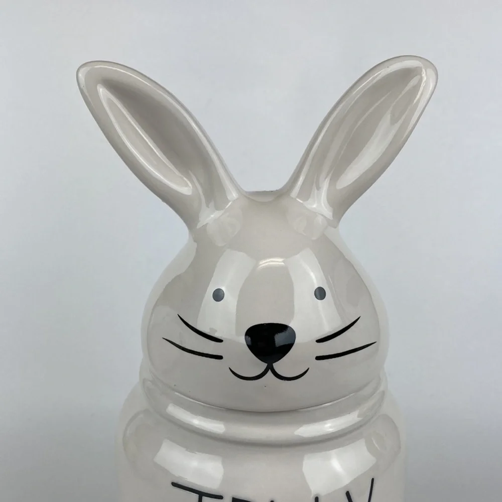 Rae Dunn Artisan Ceramic Jelly Beans Bunny Candy Canister 9.5”